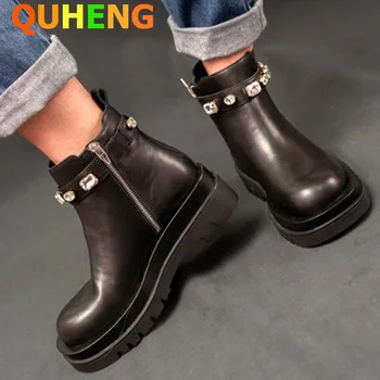 Platform Women's Martin Boots 2020 Autumn New Genuine Leather Round Head Ankle Boots High Quality Rhinestone Flat Short Boots
Platform Women's Martin Boots 2020 Autumn New Genuine Leather Round Head Ankle Boots High Quality Rhinestone Flat Short Boots