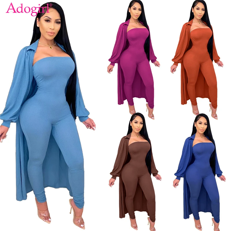 Adogirl Women Sexy Ribbed Two Piece Set Strapless Bandage Jumpsuit Turn Down Collar Lantern Sleeve Long Cardigan Coat Outfits
Adogirl Women Sexy Ribbed Two Piece Set Strapless Bandage Jumpsuit Turn Down Collar Lantern Sleeve Long Cardigan Coat Outfits
