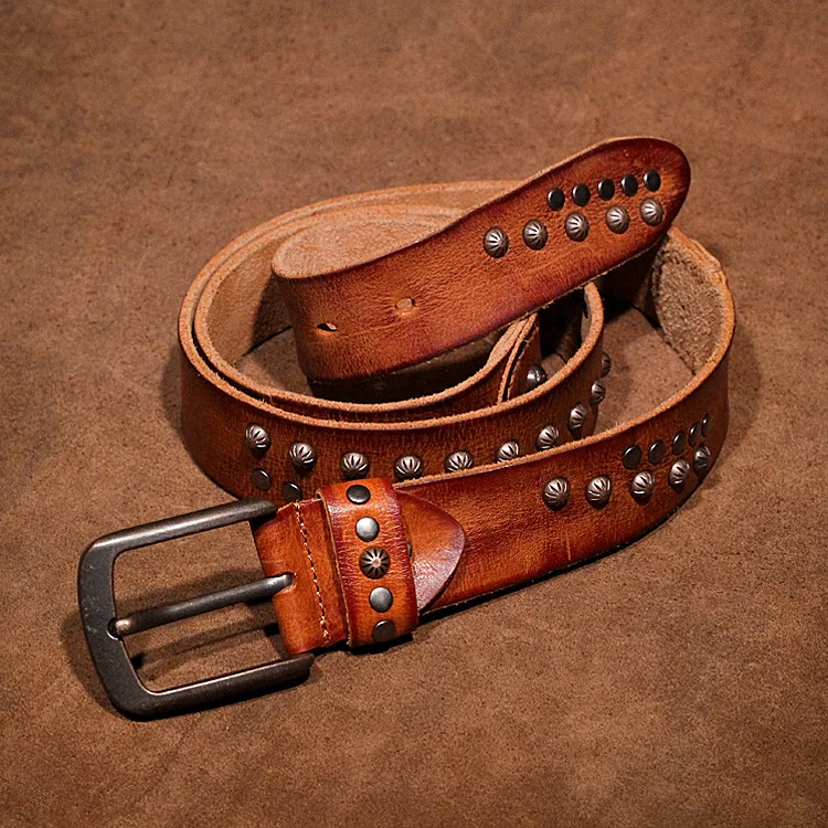 Rivet Retro Men's Women's Belt Top Layer Genuine Leather Pin Buckle Belt Hand-sewn Luxury Quality Designer Belt Men Women 2020
Rivet Retro Men's Women's Belt Top Layer Genuine Leather Pin Buckle Belt Hand-sewn Luxury Quality Designer Belt Men Women 2020