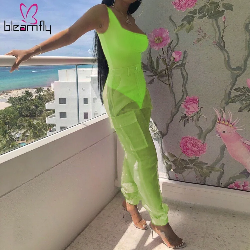 Neon Green Two Piece Sets Women Sleeveless Tank Tight Bodysuits And Button Mesh Sheer Pants Set Summer Sexy Beach Club Outfits
Neon Green Two Piece Sets Women Sleeveless Tank Tight Bodysuits And Button Mesh Sheer Pants Set Summer Sexy Beach Club Outfits
