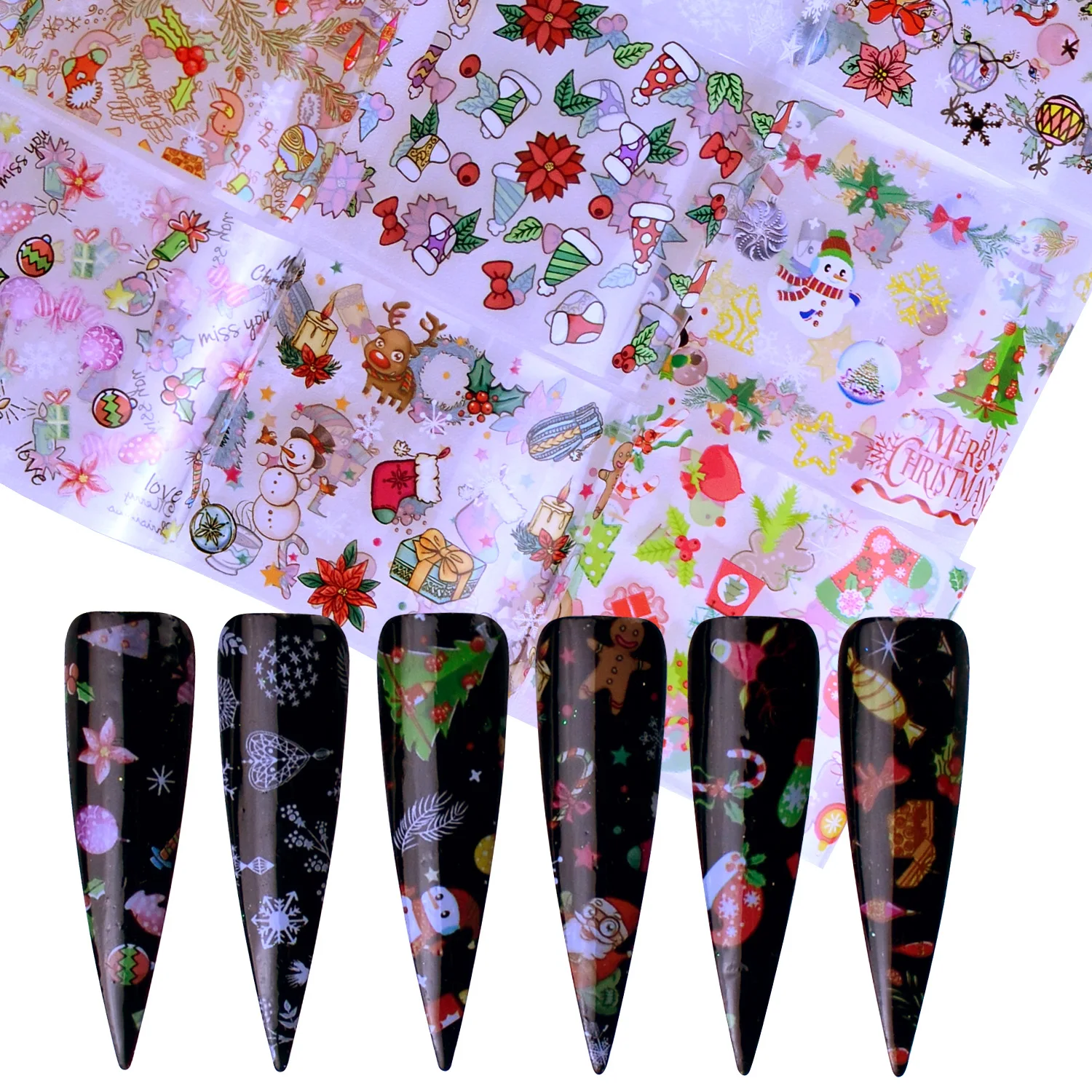 10pcs Christmas Decorations for Nails Mix Colorful Transfer Nail Foil Sticker Snow Flower Elk Gift Santa Adhesive Paper
10pcs Christmas Decorations for Nails Mix Colorful Transfer Nail Foil Sticker Snow Flower Elk Gift Santa Adhesive Paper