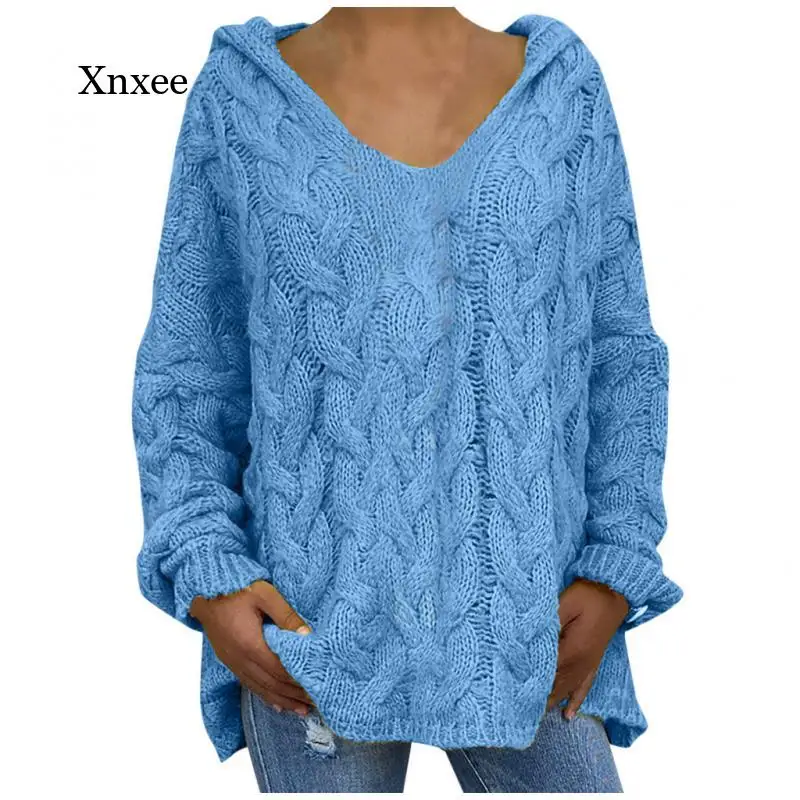 Women Sweater Ribbed Knitting Hoodie Fashion Loose Large Size Solid Color Hood Long Sleeves Sweater Autumn Female Pullover
Women Sweater Ribbed Knitting Hoodie Fashion Loose Large Size Solid Color Hood Long Sleeves Sweater Autumn Female Pullover