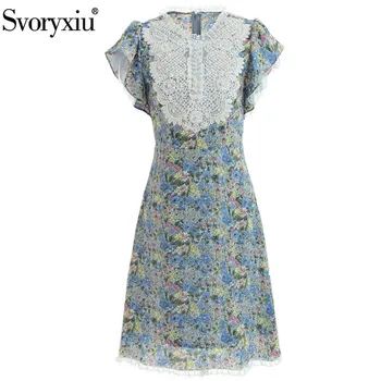 Svoryxiu Designer Summer Dress Women's Elegant Short Sleeve Beaded Lace Embroidery Patchwork Flower Print Vacation Dress
Svoryxiu Designer Summer Dress Women's Elegant Short Sleeve Beaded Lace Embroidery Patchwork Flower Print Vacation Dress
