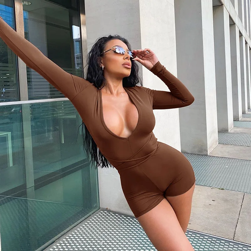 Deep V-Neck Playsuit Women Romper Summer Solid Jumpsuit Autumn Streetwear Bodycon Short Sleeve Drawstring Home Casual Playsuit
Deep V-Neck Playsuit Women Romper Summer Solid Jumpsuit Autumn Streetwear Bodycon Short Sleeve Drawstring Home Casual Playsuit