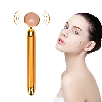 

24k Gold Jade Beauty Bar Slimming Face Lifting Roller Vibration Facial Massager Lift Wrinkle Stick Skin Tightening Massage Tool