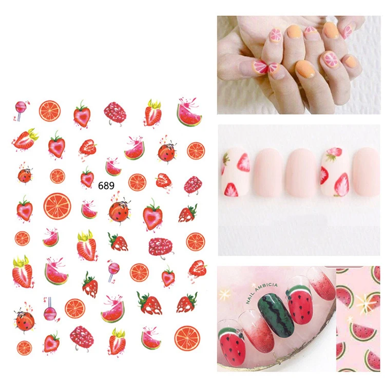 

1pcs 3D Nail Decals Sticker Fruit Pineapple Watermelon Lemon Pattern Adhesive Manicure Tips DIY Nail Art Decorations accessories