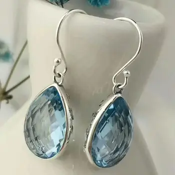 New Retro water drop Blue topaz emerald cut Earrings For Women Crystal natural stone Cutting 925 Sterling Silver Fine jewelry 
New Retro water drop Blue topaz emerald cut Earrings For Women Crystal natural stone Cutting 925 Sterling Silver Fine jewelry