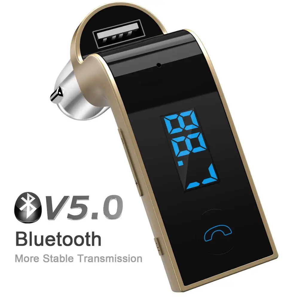FM Transmitter, Bluetooth Wireless in-Car FM Radio Adapter Car Kit with Hand Music Play Applicable for All Smart Phones -Gold
FM Transmitter, Bluetooth Wireless in-Car FM Radio Adapter Car Kit with Hand Music Play Applicable for All Smart Phones -Gold