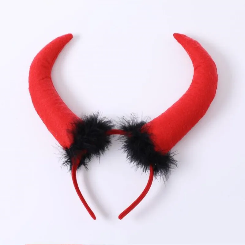 Funny Red Black Feather Big Horn Headband Kids Adults Performance Props Hair Party Favors Costume Christmas Halloween | Тематическая