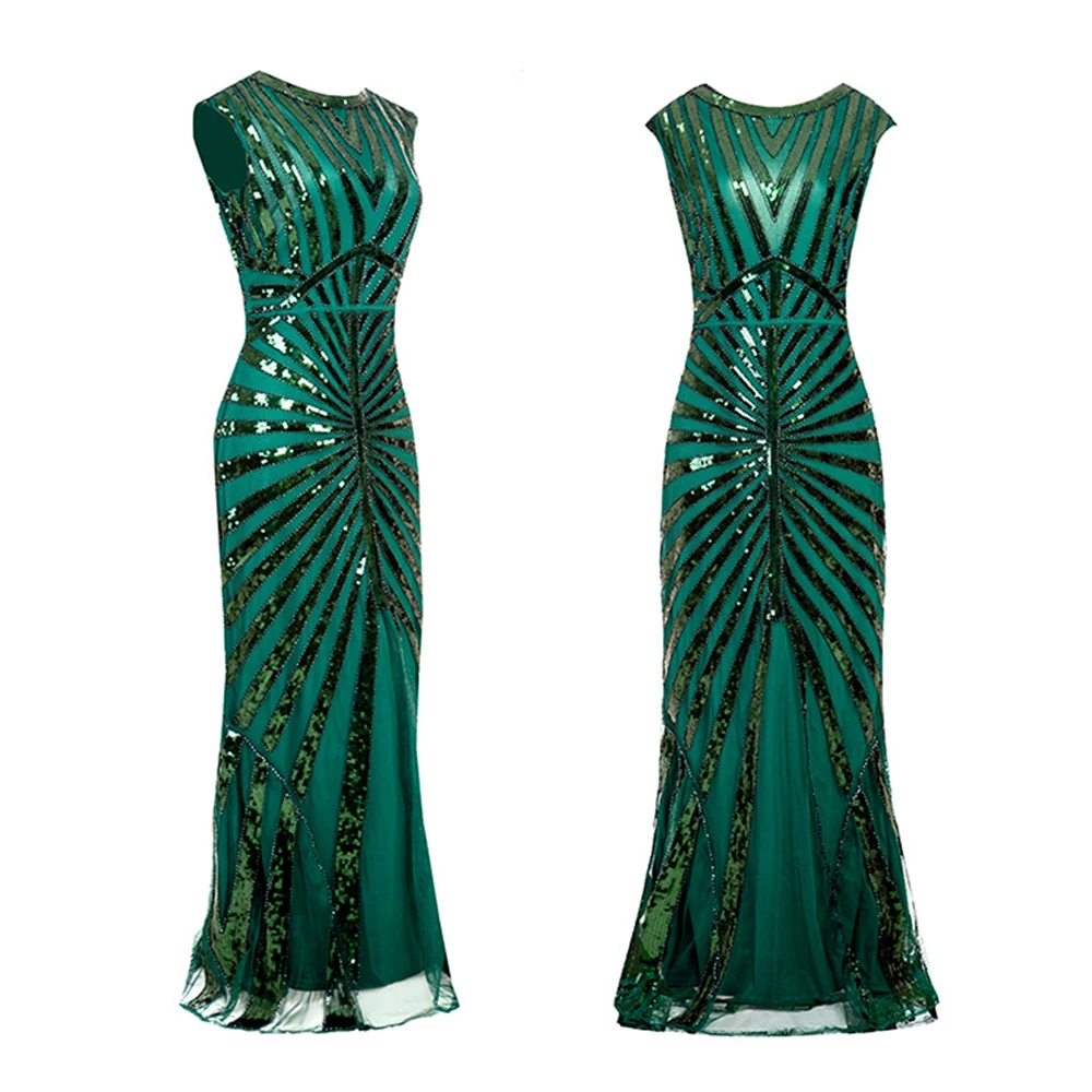 Женское платье с блестками XUCTHHC 1920S Клубное вечернее О-образным вырезом и бисером
