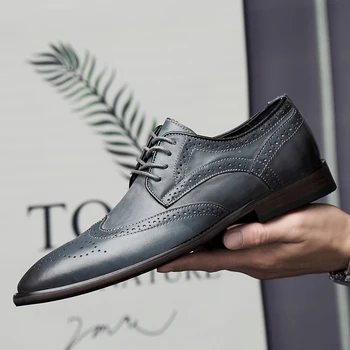Fashion Pointed Toe Men Brogue Shoes Men's Lace-up Business Casual Shoes Bullock Carve Men Genuine Leather Shoes Plus Size 47
Fashion Pointed Toe Men Brogue Shoes Men's Lace-up Business Casual Shoes Bullock Carve Men Genuine Leather Shoes Plus Size 47