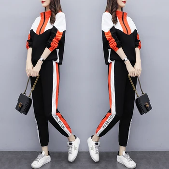 2020 Spring New Women's Two-piece Sets Korean Casual Stitching Contrast Color Stripes Sports Suit Zipper Pullover Stand Collar
2020 Spring New Women's Two-piece Sets Korean Casual Stitching Contrast Color Stripes Sports Suit Zipper Pullover Stand Collar