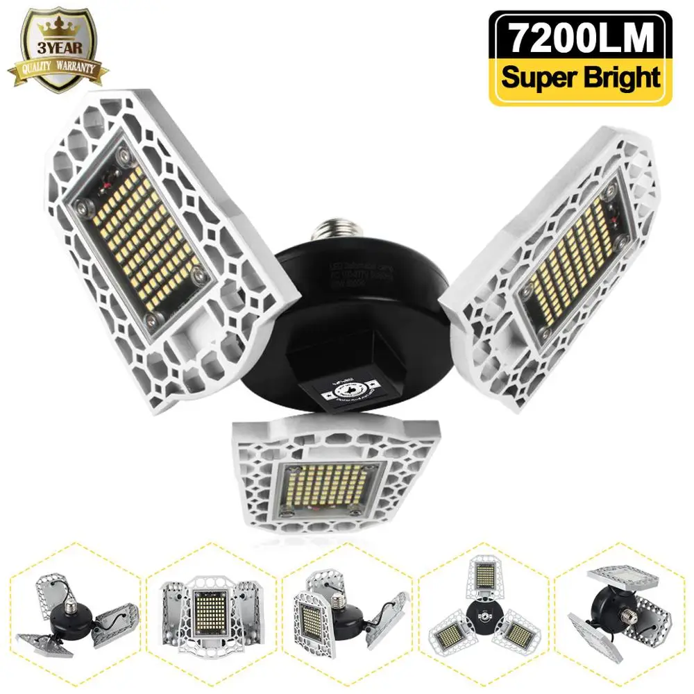 60W E27 LED Garage Light Deformable LED Bulb Adjustable Angle Ceiling Lamp For Workshop Energy saving 7200LM Cold White Lights
60W E27 LED Garage Light Deformable LED Bulb Adjustable Angle Ceiling Lamp For Workshop Energy saving 7200LM Cold White Lights