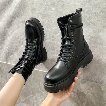 Boots 2020 New Women's British Style Cool Black Locomotive Handsome Booties Breathable Mid-calf Boot Womens Shoes 
Boots 2020 New Women's British Style Cool Black Locomotive Handsome Booties Breathable Mid-calf Boot Womens Shoes