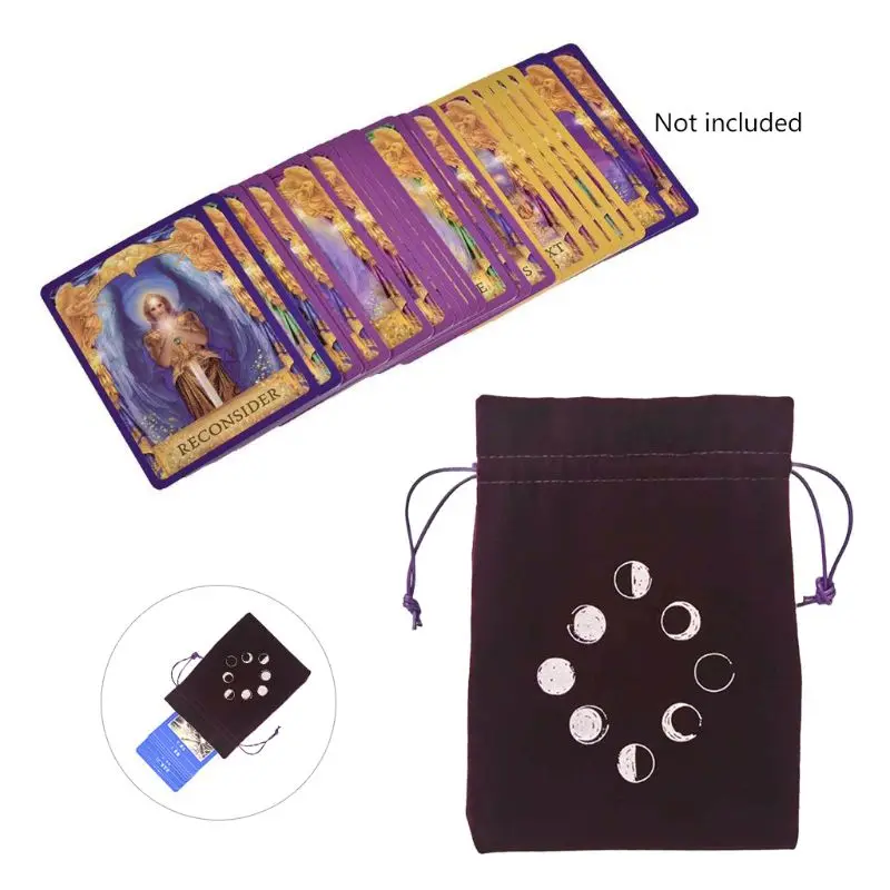 

Velvet Tarot Storage Bag Moon Phase Oracle Card Divination Bag Board Game Bag 24BD