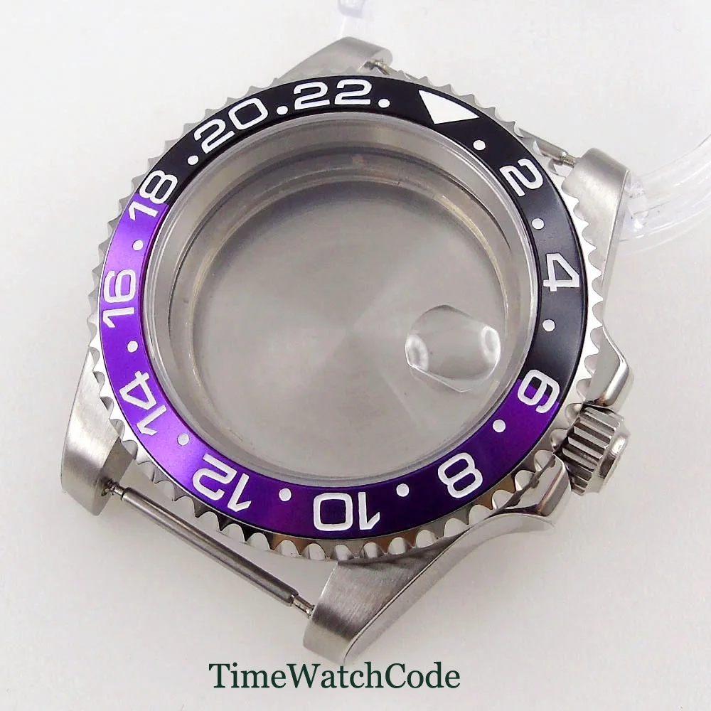 

40mm 316L NH35 Watch Case Black/Purple Insert fit NH35A NH36A ETA 2824 2836 PT5000 MIYOTA 8215 821A DG 2813 Sapphire Crystal