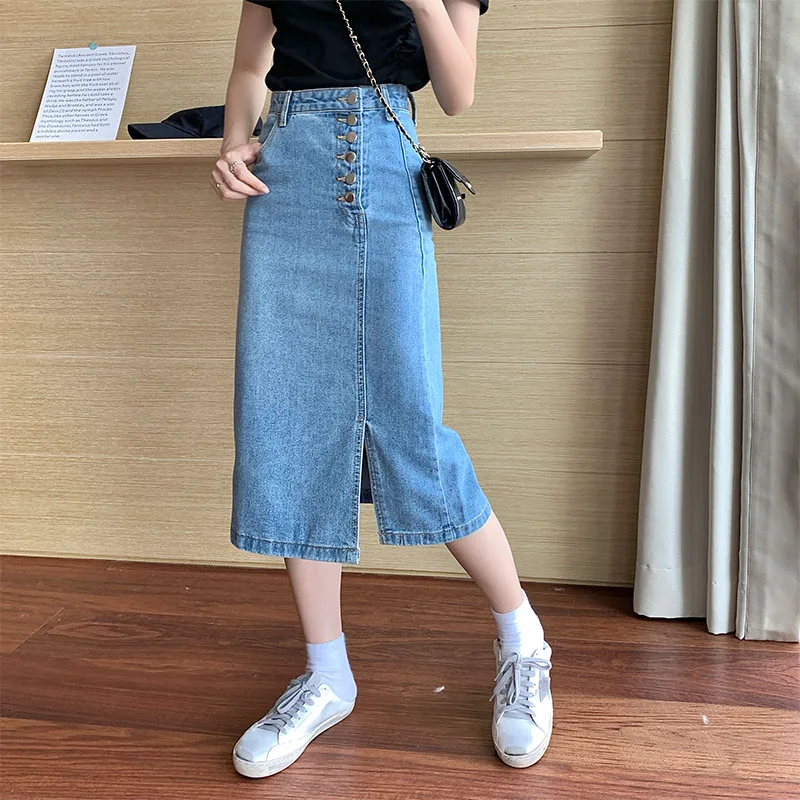 Larger Size Solid Split Mid Skirts Womens High Waist Streetwear Row Of Button Ladies Blue Denim Skirt 2020 Summer Autumn Bottoms
Larger Size Solid Split Mid Skirts Womens High Waist Streetwear Row Of Button Ladies Blue Denim Skirt 2020 Summer Autumn Bottoms