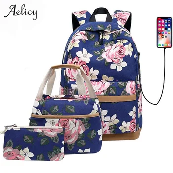 Aelicy Floral School Bag 3pc Bag High Quality Women Backpack Travel Leisure Business Laptop Usb Charger Water Repellent Male
Aelicy Floral School Bag 3pc Bag High Quality Women Backpack Travel Leisure Business Laptop Usb Charger Water Repellent Male