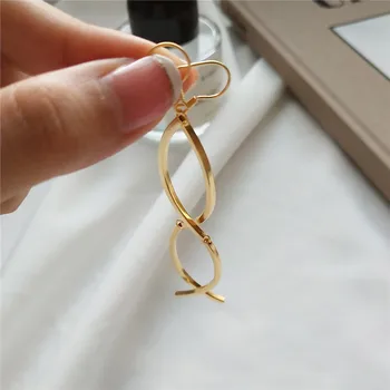 RUIYI S925 Sterling Silver Korean Japanese Style Wave Curve Design Earrings Women Classic Personalized 18K Gold Niche Earrings