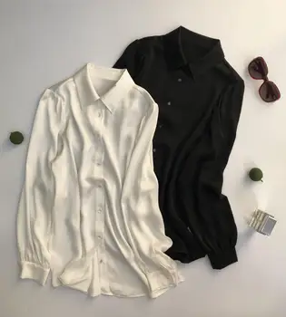 100% Black/White Autumn Winter Women's shirt Smooth Satin loose long sleeve ladies office blouses and tops
100% Black/White Autumn Winter Women's shirt Smooth Satin loose long sleeve ladies office blouses and tops