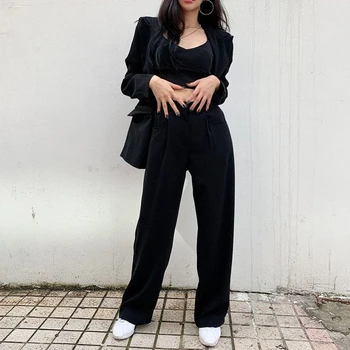 High Street 2 Piece Pant Set Female Loose Black Blazer+Pockets Wide Leg Pant Formal Korean Trousers Set Autumn Women Blazer Suit
High Street 2 Piece Pant Set Female Loose Black Blazer+Pockets Wide Leg Pant Formal Korean Trousers Set Autumn Women Blazer Suit