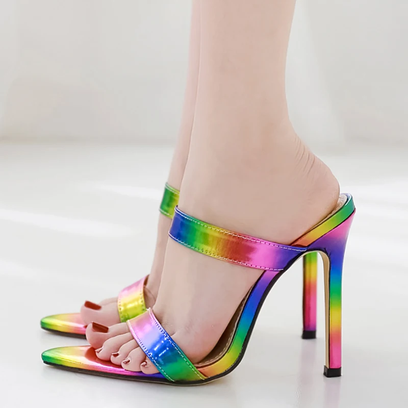 Gladiator Open Toe Bling Colorful Thin High Heels Slippers Double Band Sandals Slides Slip On Party Dress Shoes Woman Size 40
Gladiator Open Toe Bling Colorful Thin High Heels Slippers Double Band Sandals Slides Slip On Party Dress Shoes Woman Size 40
