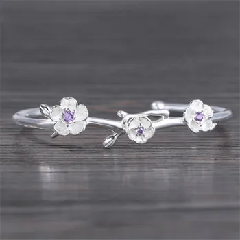New Creative Fashion Bracelets Flower 925 Sterling Silver Jewelry Three Lotus Flowers Purple Crystal Opening Bangles SB239
New Creative Fashion Bracelets Flower 925 Sterling Silver Jewelry Three Lotus Flowers Purple Crystal Opening Bangles SB239