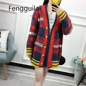 Winter Autumn Sweater Loose Korean Medium Length Long Sleeve V Collar Knitted Stripe Sweater Cardigans Women Jumper Pull Femme
Winter Autumn Sweater Loose Korean Medium Length Long Sleeve V Collar Knitted Stripe Sweater Cardigans Women Jumper Pull Femme