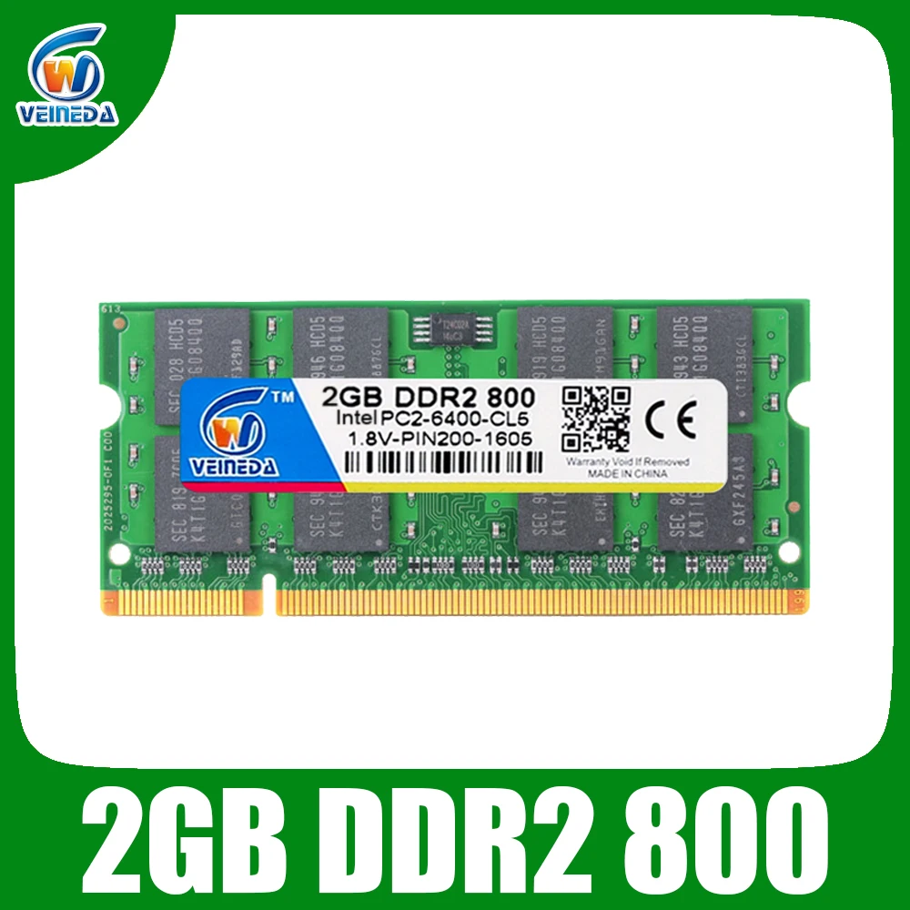 Ноутбук VEINEDA Sodimm DDR2 2 ГБ 800 ddr2 Гб 667 для Intel amd mobo поддержка ОЗУ ноутбука pc533 |