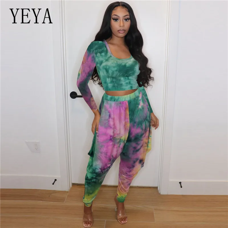 YEYA Tie-dye Print Women Matching Sets Full Sleeve O Neck Tops+ Loose Harem Pants Suits Casual Streetwear Two Piece Set
YEYA Tie-dye Print Women Matching Sets Full Sleeve O Neck Tops+ Loose Harem Pants Suits Casual Streetwear Two Piece Set