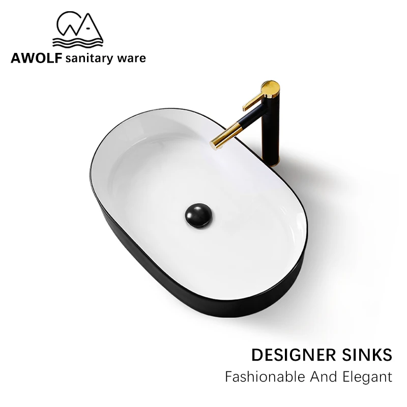 Bathroom Sinks Modern Matte Black White Oval Design Washing Basin Bowl Ceramic Vessel With Drain Soft Hose Big Size AM963
Bathroom Sinks Modern Matte Black White Oval Design Washing Basin Bowl Ceramic Vessel With Drain Soft Hose Big Size AM963