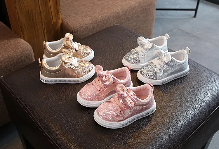 1-6Years Old Baby Girl Bow Sequin Crib Casual Shoes Dress Shoes Baby Casual Shoes Girls Shoes