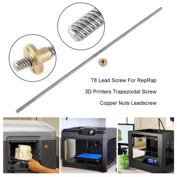

Lead Screw 100mm 150mm 250mm 300mm 330mm 350mm 400mm 500mm 3D Printers Parts 8mm Trapezoidal Screws Copper Nuts Leadscrew Part