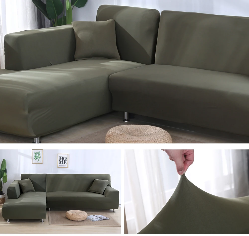 2Pcs Sofa Cover for Living Room Couch Cover Elastic L Shaped Corner Sofas Covers Stretch Chaise Longue Sectional Slipcover