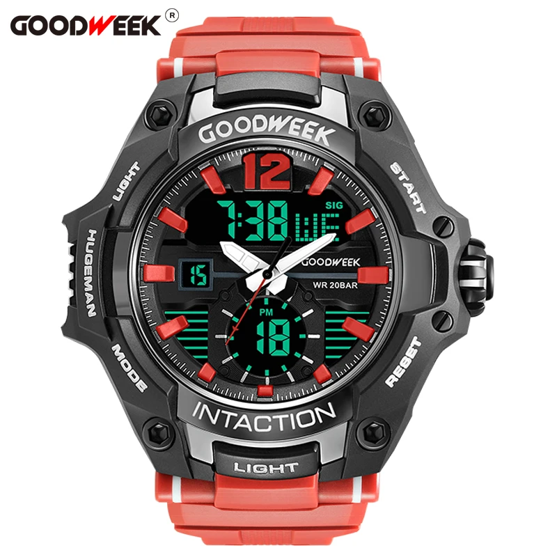 GOODWEEK Large Dial Sport Watch For Men Waterproof Digital Quartz Watch Led Dual Display Watches Chronograph Relogios Masculino
GOODWEEK Large Dial Sport Watch For Men Waterproof Digital Quartz Watch Led Dual Display Watches Chronograph Relogios Masculino