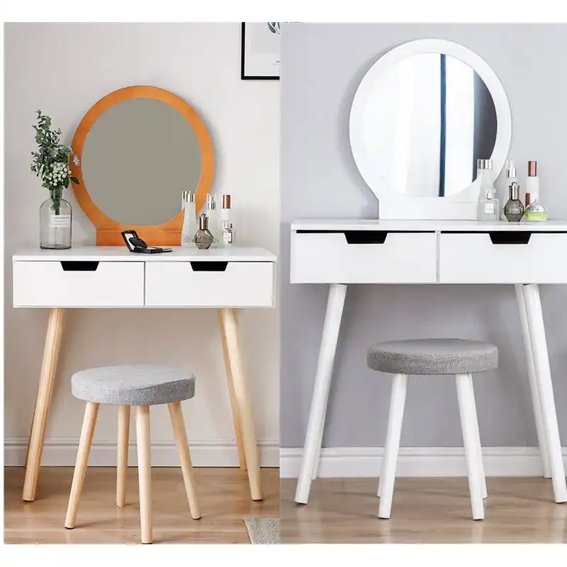 1set Modern Bedroom Furniture Women Makeup Dressers Round Mirror