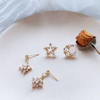 Bright Eye 925 Silver 14K Real Gold Korean-style South Korea Zircon Earring Earrings Women's Origional Non-symmetrical Star Moon
Bright Eye 925 Silver 14K Real Gold Korean-style South Korea Zircon Earring Earrings Women's Origional Non-symmetrical Star Moon