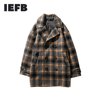 IEFB /autumn 2020 Plaid Long Sleeve Turn-down Collar Contrast Color Loose Coat Man's Korea Style Personality Jacket FS940 
IEFB /autumn 2020 Plaid Long Sleeve Turn-down Collar Contrast Color Loose Coat Man's Korea Style Personality Jacket FS940