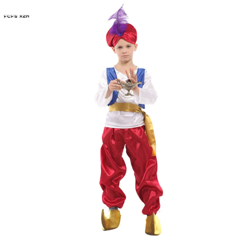 

Fairy Tales Boys Halloween Aladdin Costumes Kids Children Arabian Prince Cosplay Carnival Purim Parade Stage Show Party Dress