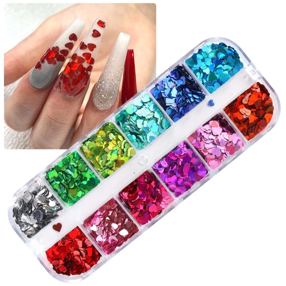 12-grid Red Love Heart Nail Glitter Flakes Sparkly Mixed Laser Pink Gold Nail Art Sequins Paillette Manicure 3D Decor Decoration
12-grid Red Love Heart Nail Glitter Flakes Sparkly Mixed Laser Pink Gold Nail Art Sequins Paillette Manicure 3D Decor Decoration