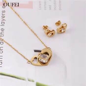 OUFEI Zircon Heart Necklace Earrings Set Stainless Steel Jewelry Sets Charms Fashion Jewellery Accessories Free Shipping
OUFEI Zircon Heart Necklace Earrings Set Stainless Steel Jewelry Sets Charms Fashion Jewellery Accessories Free Shipping
