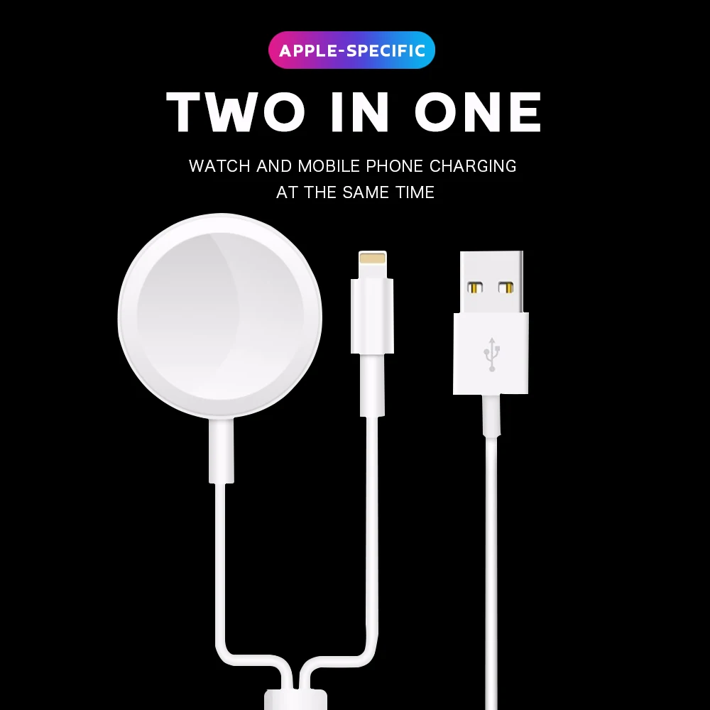 Charger Two in one Compatible for Apple Watch Magnetic Charger For iwatch series 1 2 3 4 5 With USB Fast Charging
Charger Two in one Compatible for Apple Watch Magnetic Charger For iwatch series 1 2 3 4 5 With USB Fast Charging