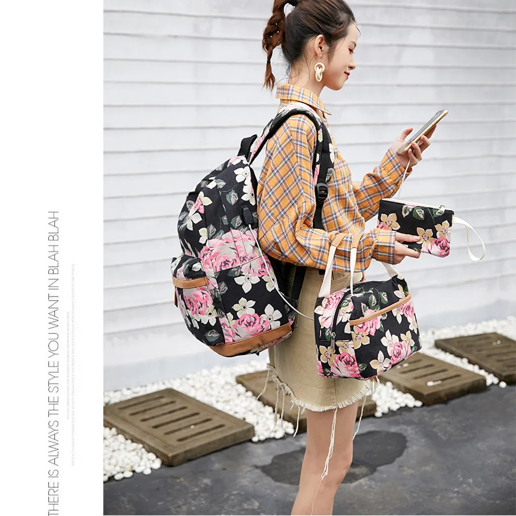 Girls Floral School Backpack Cute Daypack Bookbag Purse 3 Piece Set Canvas Multipurpose Rucksack
Girls Floral School Backpack Cute Daypack Bookbag Purse 3 Piece Set Canvas Multipurpose Rucksack