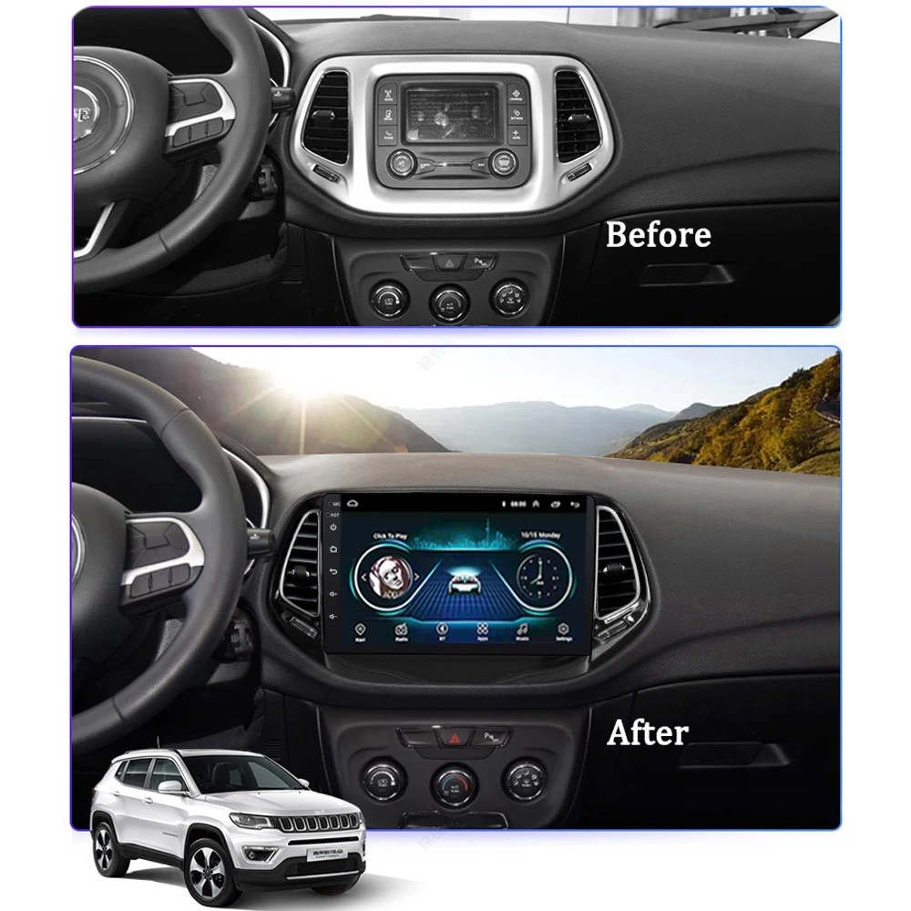 Top Car radio for Jeep Compass 2017 2018 GPS Navigation MP5 DVD Player touch screen Video Mirror link Universal system 1