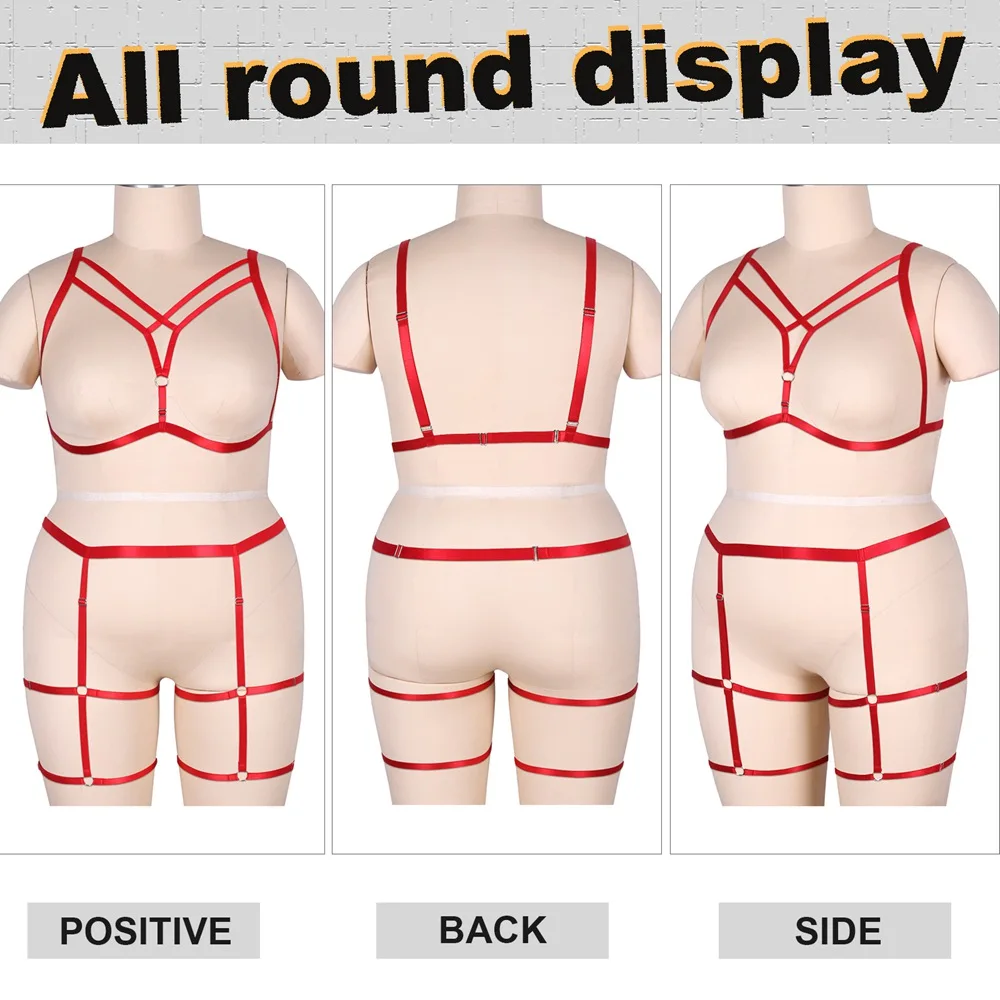 Harajuku 2pc Tops Busty Women Full Body Bondage Harness Plus Size Sexy Lingerie Set Hollow Cage Bra Goth Suspenders Belt Garters
Harajuku 2pc Tops Busty Women Full Body Bondage Harness Plus Size Sexy Lingerie Set Hollow Cage Bra Goth Suspenders Belt Garters