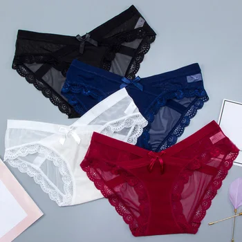 Sexy Women Panties Underwear Cotton Transparent Mesh Breathable Briefs Low-Rise Bow Design Lace Floral Panty for Ladies Lingerie
Sexy Women Panties Underwear Cotton Transparent Mesh Breathable Briefs Low-Rise Bow Design Lace Floral Panty for Ladies Lingerie