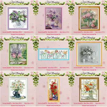 Poppy Lilac Purple flower vase patterns counted 11CT 14CT Cross Stitch Set DIY Cross-stitch Kit Embroidery Needlework Home Decor