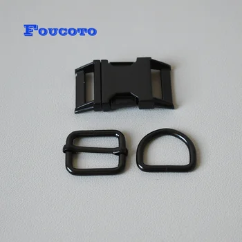 50 sets metal quick release buckles D rings adjusters hardware 25mm webbing for paracord dog collar DIY sewing accessories Black
50 sets metal quick release buckles D rings adjusters hardware 25mm webbing for paracord dog collar DIY sewing accessories Black
