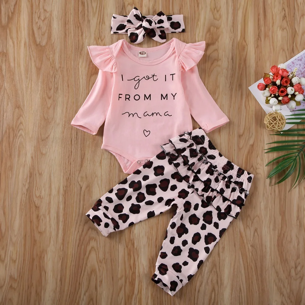 Одежда для новорожденных девочек 0-18 месяцев комбинезон с оборками леопардовые