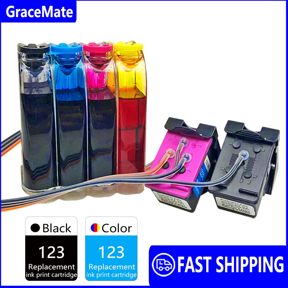 Continuous Ink Supply System Compatible for HP 123 Deskjet 1110 2130 2132 2133 2134 3630 3632 3637 3638 4513 4520 4521 Printers
Continuous Ink Supply System Compatible for HP 123 Deskjet 1110 2130 2132 2133 2134 3630 3632 3637 3638 4513 4520 4521 Printers